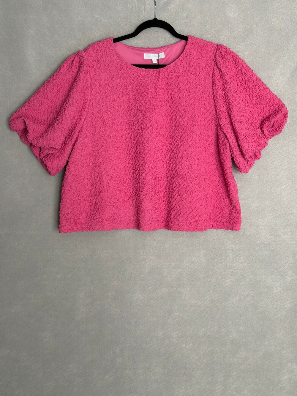 Sugarlips Curve Puff Sleeve Top Round Neckline Pink Women's 3X NEW